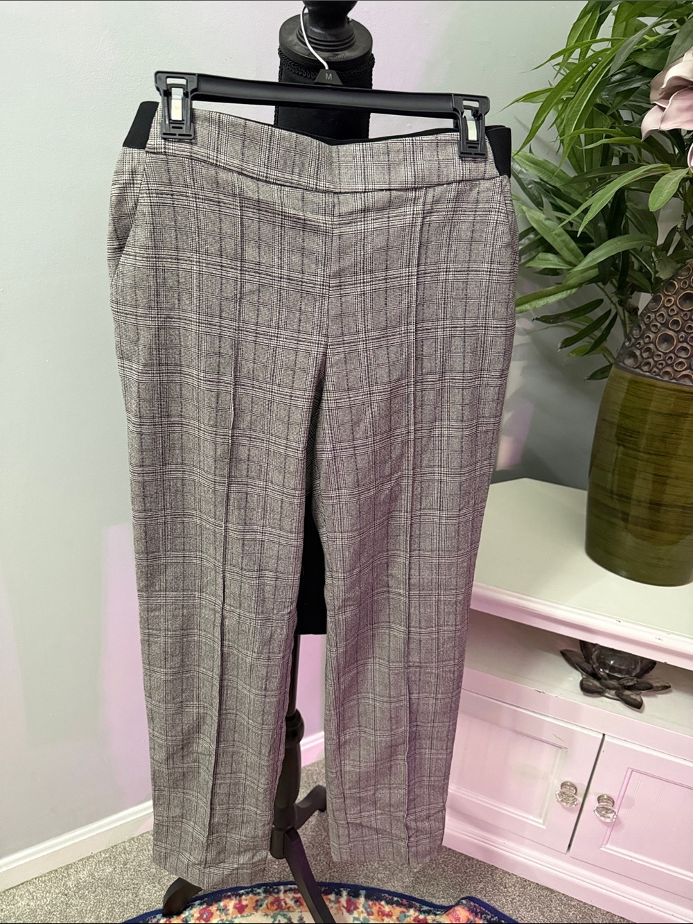 Simply Vera Vera Wang Gray Plaid Straight-Leg Trousers